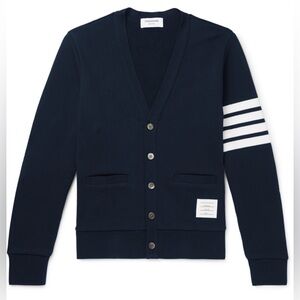 Thom Browne - Striped Loopback Cotton-Jersey Cardigan